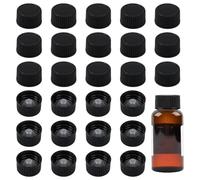 BENECREAT 50 tappo per Bottiglia Boston Nero, Tappi a Vite in Polietilene a 20 Denti, Tappi per Bottiglie di Plastica per Oli Essenziali, Fiale Vuote Ricaricabili(18.5mm)