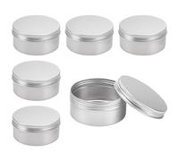 BENECREAT 6 Pack 200ml Lattina di Alluminio Scatola Rotonda in Alluminio con Tappo a Vite Contenitori in Metallo - Ideale per Conservare Spezie, Dolci, tè o Pillole (Platino)