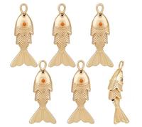 BENECREAT 6 pz Ciondolo A Forma di Pesce In Oro Placcato In Vero Oro 24K, Ciondolo A Forma di Pesce 3D, Ciondoli Da 22x9x5mm per La Creazione di Gioielli Fai Da Te con Braccialetti