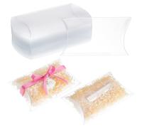 BENECREAT 60 scatola di Plastica Trasparente per Bomboniere A Cuscino, Scatola Regalo In PVC per Feste di Compleanno e Matrimonio A Casa, Confezione Regalo, 14x9x3cm
