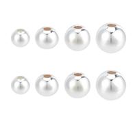 BENECREAT 8 pezzo 4 misure 925 perline In Argento Sterling, Perline In Argento Sterling con Sfera Rotonda Da 5/6/7/8 mm, Perline Distanziatrici con Foro Grande per Realizzare Bracciali,2pcs/Size