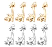 BENECREAT 8 pz 2 colori Veri Ciondoli Placcati Oro 18K, Ciondoli A Forma di Dinosauro In Ottone Micro Pavé con Zirconi Cubici e Anelli di Congiunzione per La Creazione di Bracciali e Collane