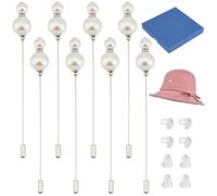 BENECREAT 8 Spilla per Cappello con Perla Bianca, Spille di Sicurezza Vintage Spille in Plastica ABS Spilla in Perle Finte Spilla per Cravatta, Sciarpa, Cappelli da Cowboy Occidentali, Capelli, 125mm