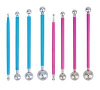 BENECREAT 8pz 4 Misure di Strumenti per Modellare I Puntini, Stilo A Sfera in Metallo A Doppia estremità per Modellazione di Ceramiche in Argilla Polimerica, Scultura Artistica (Blu/Rosa)