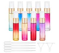 BENECREAT 9 pezzi Bottiglie di Spruzzo Portatile Colori Assortiti 10 ML Testa di Spary Ossido di Alluminio Dorato con Spruzzatore di Vetro Colorato per Bottiglie di Profumo