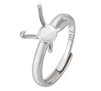 BENECREAT Anelli Grezzi in Argento Sterling 925 con 4 Griffe, Basi per Anelli Regolabili In Argento, Base per Anello da 19,4 mm, Componenti per Anelli con Griffe per La Creazione di Gioielli
