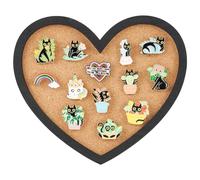 BENECREAT Bacheca in sughero a forma di cuore, bacheca in sughero spessa 2 cm, da parete, per riporre spille, ufficio, casa e scuola, 20,3 x 17 cm