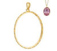 BENECREAT Ciondolo a Coppa con Castone in Argento Sterling 925 per Gemma da 29x20.5 mm, Base per Ciondolo Ovale a Cabochon per la Creazione di Gioielli, Dorato