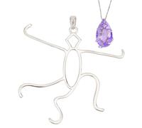 BENECREAT Ciondolo Grande con 925 In Argento Sterling A 5 artigli Vuoto, Ciondolo Fatto A Mano di Forma Ovale per La Ricerca di Gioielli con Collana Fai Da Te, Platino Da 45.5x48x1 mm