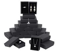BENECREAT Confezione da 24 scatole quadrate in cartone kraft, per gioielli, collane, anelli, orecchini, set di gioielli, 5 x 8 x 2 cm, colore nero