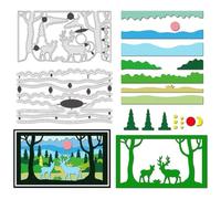 BENECREAT Fustelle In Acciaio Al Carbonio per Sfondo Forestale per La Realizzazione di Biglietti, Modello di Stencil per Goffratura di Animali Della Foresta per Realizzare Foto Scrapbooking