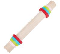 BENECREAT Mattarello in legno 30,4 x 3,5 cm, con anelli spessi per cuocere, mattarello in legno regolabile con distanziatori per fai da te in ceramica