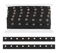 BENECREAT Nastro con Occhielli In Cotone Nero Da 4.5 m, Striscia di Nastro In Twill con Passacavo Largo 25 mm con Anello con Occhielli In Metallo Dorato per Scarpe Da Camicia A Corsetto Artigianato