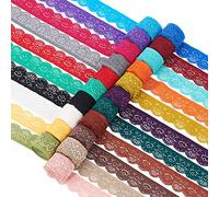 BENECREAT Nastro elastico in pizzo con motivo floreale, larghezza 38 m, larghezza 25 mm, colori assortiti, per cucito, artigianato, matrimoni, feste, decorazioni, vestiti, 1,8 m/rotolo
