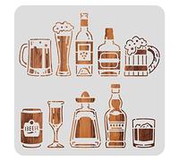 BENECREAT Oktoberfest Disegni Pittura Stencil, 30x30 cm Modelli di Stencil in Plastica a Tema Birra per Artigianato Fai-da-Te di Diario