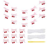 BENECREAT Set da 24 Decorazioni per Feste a Tema Ciliegia, Ornamenti da Appendere con Ciliegie Rosa Nebbia e Fiocchi per Matrimoni, Addii al Nubilato e Decorazioni per la casa