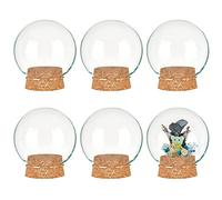 BENECREAT Set di 6 barattoli decorativi in vetro con coperchio a cupola, 64,5 x 70,5 mm, a forma di campana, con base in sughero, per bomboniere, arte e piccoli progetti interni, diametro: 39 mm