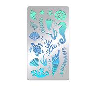 BENECREAT Stencil per animali marini, 17,5 x 10 cm, template da colorare, tartaruga, corallo, conchiglie in acciaio inox, per fai da te, scrapbooking
