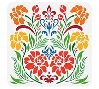 BENECREAT Stencil per Fiori di Arte Popolare, Ornamento Popolare Polacco Modelli di Disegno di Stencil In Plastica Riutilizzabili Fai-Da-Te per Dipingere su Mobili, 30x30cm