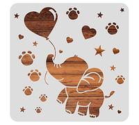 BENECREAT Stencil per Pittura in plastica a Forma di Elefante, Template per Disegno a Forma di Palloncino a Forma di Cuore per Pittura Artistica su Legno, Decorazioni da Parete, 30 x 30 cm