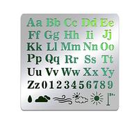 BENECREAT Stencils per Alfabeto e Numeri, Riutilizzabili in Acciaio Inossidabile per Artigianato e Pittura su Legno, Pavimento, Piastrelle, Muri, Mobili, 15,6x15,6cm/6,14x6,14 Pollici