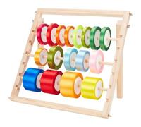 BENECREAT Supporto di Stoccaggio Nastri in Legno Organizzatore di Supporto a Nastro a 3 livelli Organizzatore di Supporto per Bobina per Artigianato Cucito Nastro di Filo di Maglia Rotolo di Tulle