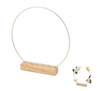 BENECREAT Supporto in Legno per Fiori Secchi, Segnaposto con 1 Anello di Collegamento in Ferro Dorato da 30cm per Cerimonia, Festa di Compleanno, Decorazione per La Casa, 180x40x30mm