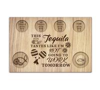 BENECREAT Vassoio da Portata per Bicchierini da Shot di Tequila con Martello di Sabbia Messicano, Porta Bicchieri in Legno con Bordo per Sale, Bicchierini da Shot per Bar, Ristorante
