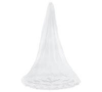 BENECREAT Velo Da Sposa In Pizzo Da 279cm, Velo Da Sposa Lungo In Pizzo Bianco con Stampa Floreale, Velo Classico Da Cappella In Poliestere con Pettine In Metallo per Cerimonia Nuziale