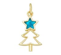 BENECREAT Vero Ciondolo A Forma di Albero di Natale In Argento Sterling, Ciondoli Dorati con Stella In Vetro Turchese per Anniversari, Matrimoni, Natale
