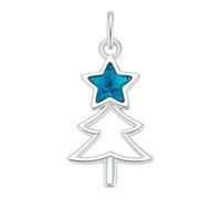 BENECREAT Vero Ciondolo A Forma di Albero di Natale In Argento Sterling, Ciondoli In Platino con Stella In Vetro Turchese per Anniversari, Matrimoni, Natale