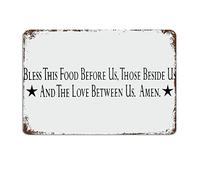 Benedici questo cibo prima di noi, quei cartelli con detti divertenti, cartelli in metallo, decorazioni murali motivazionali per soggiorno, arte murale rustica, cartelli da cucina, 8x12 pollici