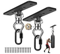 BeneLabel, 2 pezzi di supporto per altalena con cuscinetti, gancio da soffitto a 4 fori con rotazione a 360 gradi, supporto per trave a parete con moschettone per corda yoga/cerchio aereo, kit di