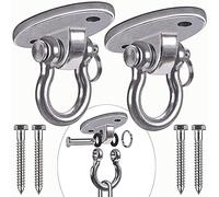 BeneLabel 2pcs Gancio per Amaca 180 ° Girevole Amaca Altalena Appendere Hardware Vite Metallo Ovale Staffa Set per Interni All'Aperto Parco Giochi Sedia Yoga Corda Punzonatura Borse, 1000lb