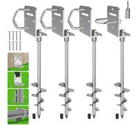 BeneLabel Ancoraggio a terra, 50 cm, picchetto per trampolino, 4 pezzi, resistente, per tempesta di vento, terra, sabbia, 7,2 cm, spirale per arrampicata, casa mobile, posto auto coperto, recinzione