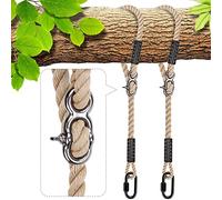 BeneLabel Confezione da 2 cinghie da appendere, 1,5 m, corde regolabili estensibili in poliestere per esterni, sedie da albero, parco giochi, set accessori, fino a 453,6 kg, diametro 10 mm, bianco