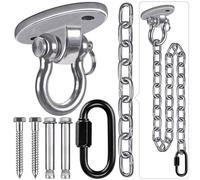 BeneLabel Gancio per Soffitto Girevole A 180°, per Amaca, Altalena, Bullone, Staffa Ovale in Metallo, Moschettone a Catena in Argento da 1 M, per Sedia da Esterno, Sacchi da Boxe, 1000 Libbre