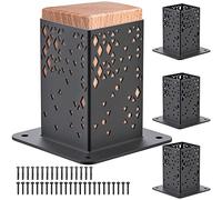 Benelabel Post Base 4 X 4, 4 pezzi Base del Palo, Supporto per Telaio in Metallo Kit di Viti per Ringhiera per Padiglione Portico Pergola Cassetta Postale, Recinzione, Dimensioni Interne 9 X 9cm