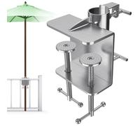 BeneLabel Staffa di montaggio per ombrellone a doppia clip aggiornata per ringhiera regolabile per ombrelloni da patio clip morsetto in acciaio al carbonio supporto per ombrellone, terrazza, balcone