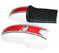 Benelli Mojave Caffè Racer 260 360 Bianco & Ciliegia Benzina Serbatoio Con Seat