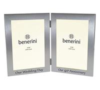 benerini 40th Ruby Wedding Anniversary Double Photo Frame - 'Our Wedding Day' & 'Our 40th Anniversary' - 4x6 Inches