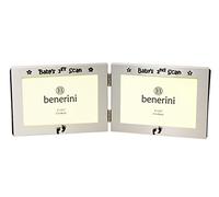 benerini ' Baby's 1st Scan Picture & Baby's 2nd Scan Picture ' - Twin Folding Photo Picture Frame Baby Christening Gift - 5 x 3.5