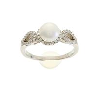 Beneto Anello Silver Ring with Crystals And Real Pearl AGG205 - Circuito: 56 mm sBE0448-56 Marca, Estándar, Metallo Non prezioso, Nessuna Pietra preziosa