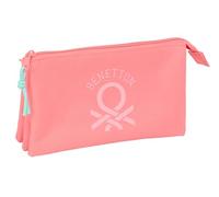 BENETTON BASICS CORAL - Astuccio triplo, astuccio per bambini, ideale per bambini in età scolastica, comodo e versatile, qualità e resistenza, 22 x 3 x 12 cm