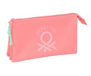 BENETTON BASICS CORAL - Astuccio triplo, astuccio per bambini, ideale per bambini in età scolastica, comodo e versatile, qualità e resistenza, 22 x 3 x 12 cm