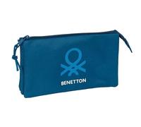 BENETTON BASICS MARINO - Astuccio triplo, astuccio per bambini, ideale per bambini in età scolastica, comodo e versatile, qualità e resistenza, 22 x 3 x 12 cm