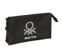 BENETTON BASICS NERO - Astuccio triplo, astuccio per bambini, ideale per bambini in età scolastica, comodo e versatile, qualità e resistenza, 22 x 3 x 12 cm