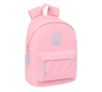 BENETTON BASICS ROSA PASTEL - Zaino per laptop da 14,1", ideale per giovani di diverse età, comodo e versatile, qualità e resistenza, 31 x 16 x 41 cm