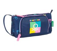 BENETTON COOL - Astuccio con tasca pieghevole piena, astuccio per bambini, ideale per bambini in età scolastica, comodo e versatile, qualità e resistenza, 20 x 8,5 x 11 cm, colore blu marino, Blu