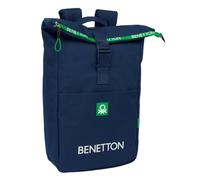 BENETTON GREEN - Zaino con patta per laptop da 15,6", ideale per diverse età, comodo e versatile, qualità e resistenza, 28 x 13 x 42 cm, Blu navy, M, Casual